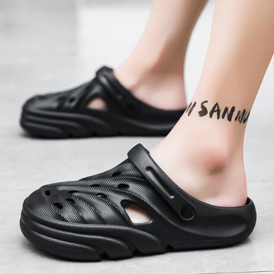 Hole Shoes Step On Shit Bag Head Slippers Wear Deodorant Black Versatile Men'S Beach Sandals Sports Non-Slip