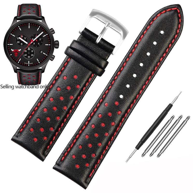 New Genuine Leather Watchband for Tissot 1853 Special T116 Strap T116617 Warriors Knights Lakers Band Heuer Men's 22mm Bracelet