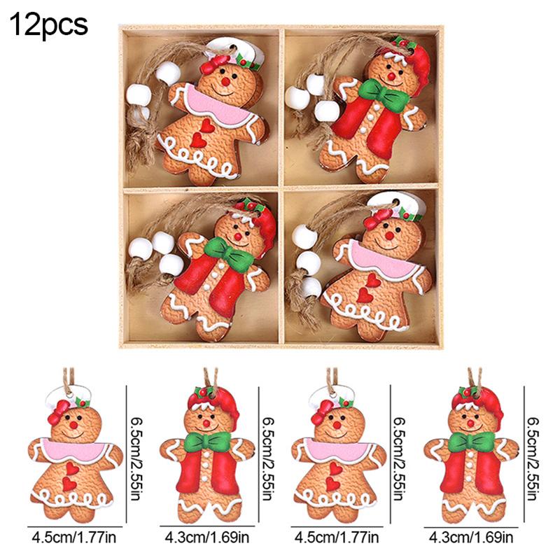Christmas Wooden Pendants Gingerbread Man Gnomes Xmas Tree Hanging Oranment 2025 Noel Navidad Decorations for Home New Year Gift