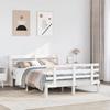 VidaXL Bed Frame with Headboard White 135x190 Cm Solid Pine Wood, Bed, Solid Wood Bed Frame, Bedroom Furniture At 3306844
