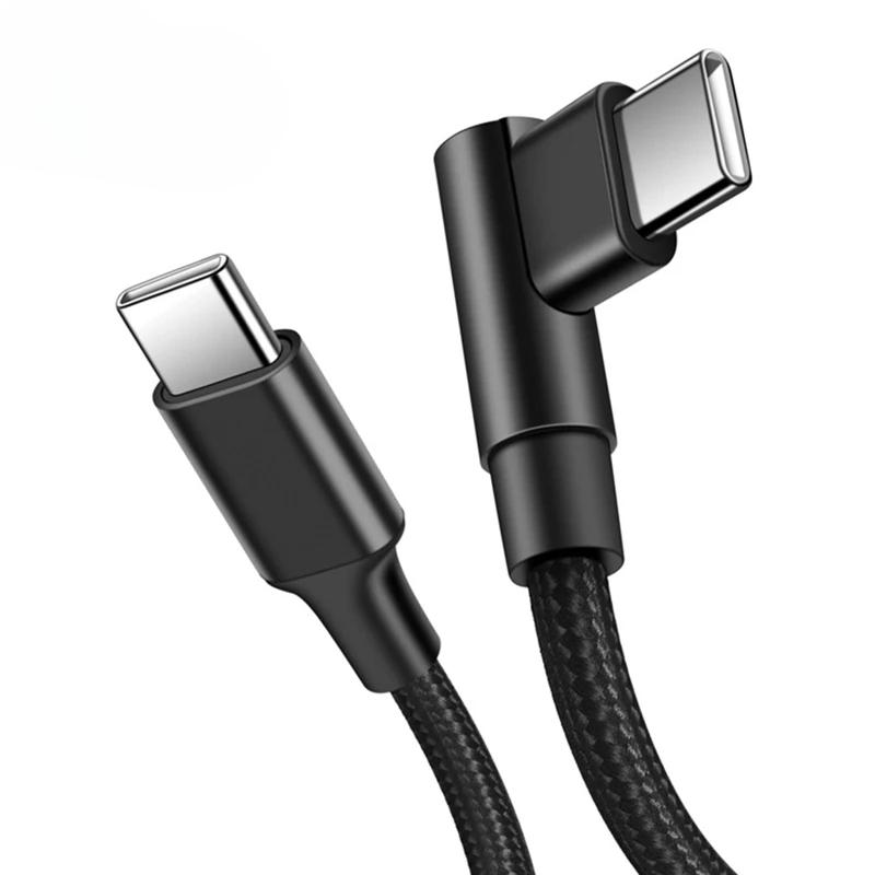USB C to Type C Elbow 90 Degrees 100W Fast Charging Cable For  Samsung Xiaomi Macbook iPad QC 3.0 Quick Charge Data Cable