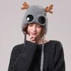 Warm Knitted Hat Knitted Plush Ear Flaps New Design Reindeer Antler Hat  Backpack Accessories