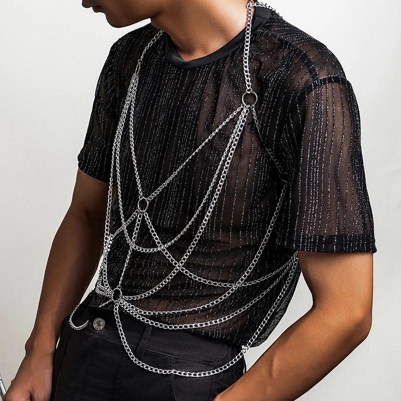 Fashion Luxury Multilayer Metal Tassels Waist Belly Chain Necklace for Men Punk Summer Party Beach Body Jewelry Accessories
