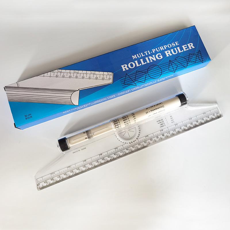 30cm Multifunctional Parallel Rolling Ruler for Drafting and Design
