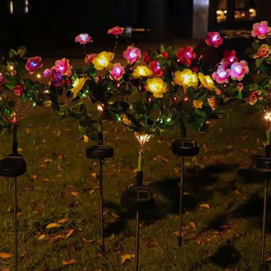 LED Solar Flower Light IP65 Waterproof Automatic ON/OFF Simple Installation