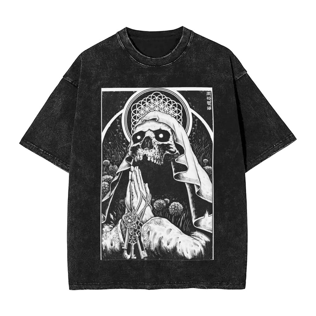 Short Sleeve Crew Neck Y2K Men's T-Shirt, New Tops & Tees, Men's T-Shirt, ROCK Band Bring Me The Horizon Fan T-Shirt