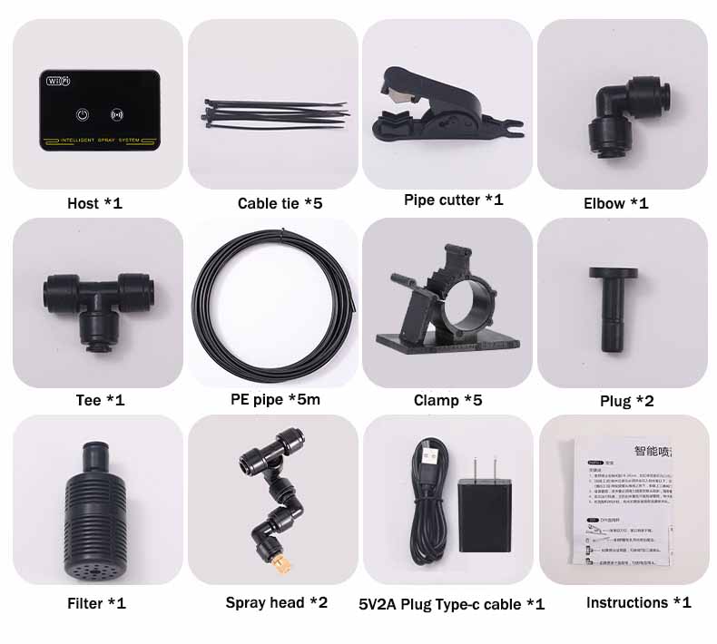 WiFi Rainforest Irrigation Timer Watering System Fog Nozzles Irrigation Kit Automatic Spray Misting Plant Watering System
