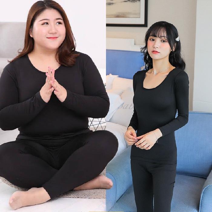 2pcs Warm O Neck Solid Color Thermal Underwear High Quality Plus Size Long Johns Women Shaped Sets M-5XL