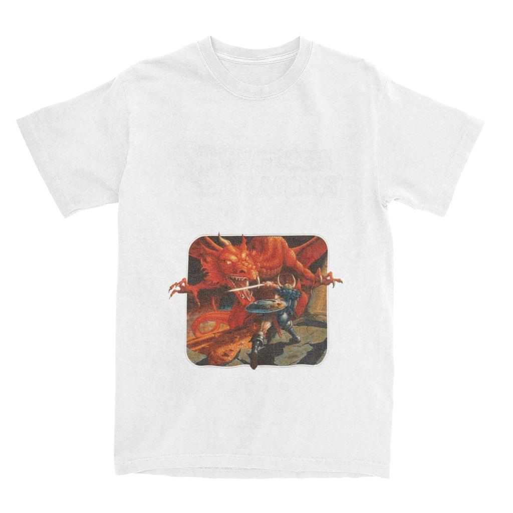 Men's Dungeon Dragon T-Shirts Base Set Artwork Pure Cotton Top Tees Summer Funny Short Sleeve O-Neck Hippie Print Large Size