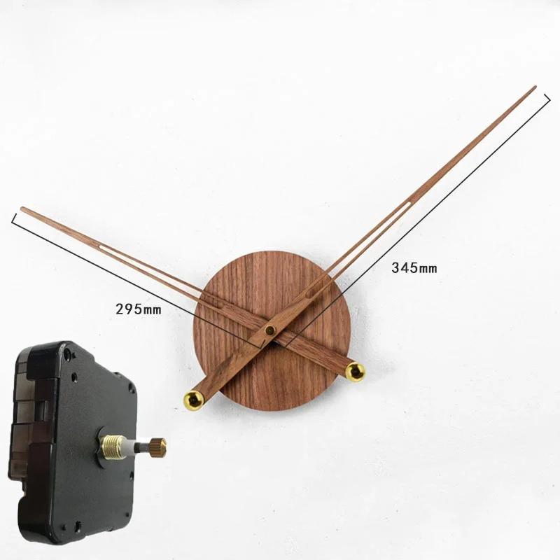DIY Large Wall Clock Modern Spain Silent Mechanism Wood Pointer Large Torque Quartz Movement Clocks Black Walnut Needles Mural