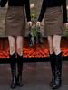 Women's Coffee PU Leather High-Waisted A-Line Mini Skirt - 2025 Autumn/Winter Collection