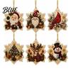 2D Acrylic Santa Flat Holiday Pcs Pearl Christmas Ornaments 6 Art Ornaments Tree Pendant Creative Effect Hanging Decoration for