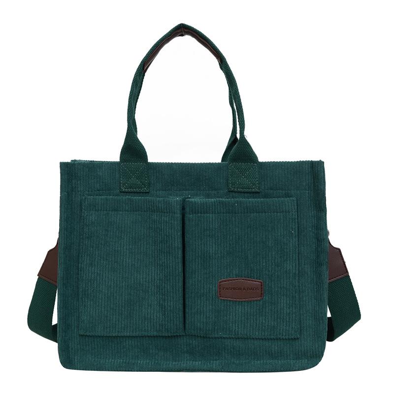 2025 new large-capacity commuter portable tote bag women's versatile strip velvet shoulder bag trendy wide shoulder strap messenger bag bag