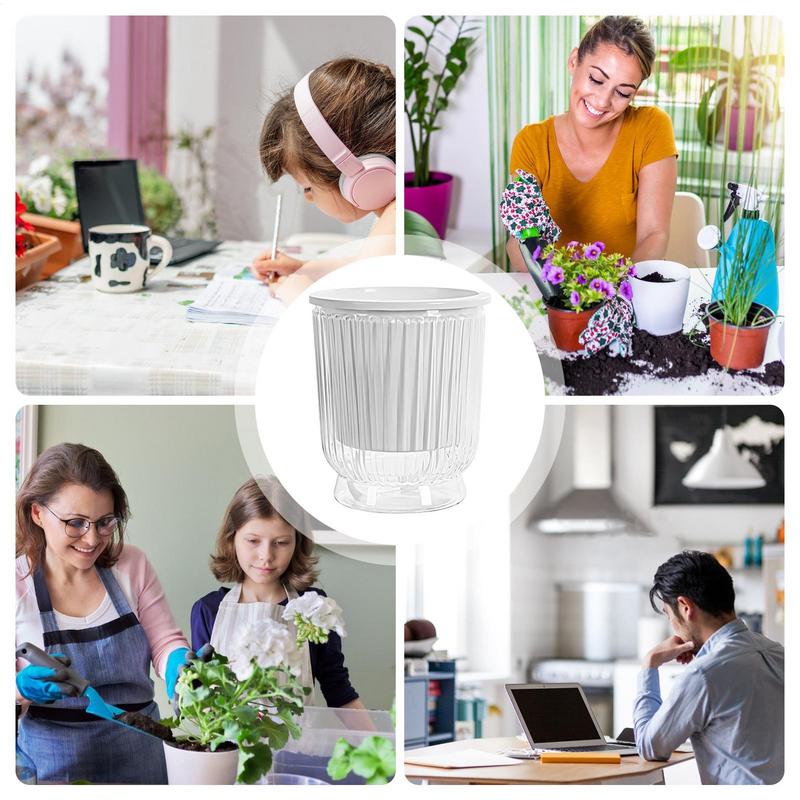 Self-Watering Plant Pots Transparent Hydroponics Draining Planter Flower Pots with Deep Reservoir for African Violets Orchid