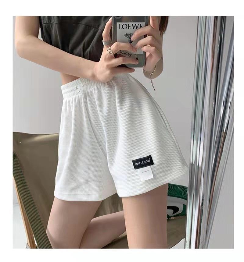 

Spring and summer thin loose sports shorts women s elastic waist wide leg hot pants casual high waist straight home pants XXL