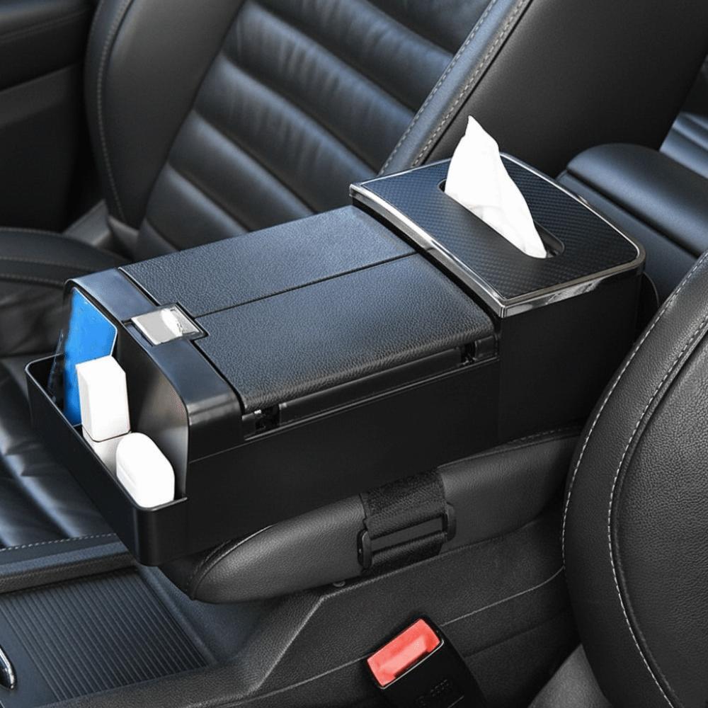 Easy to Install Car Mounted Tissue Box with Cup Holder Car Armrest Storage Box  Car Interior