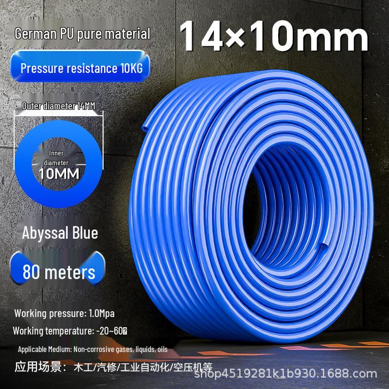 Zhuo Ji 8mm High-Pressure Transparent PU Air Hose for Air Compressors (Sizes: 4/6/10/12/14/16)