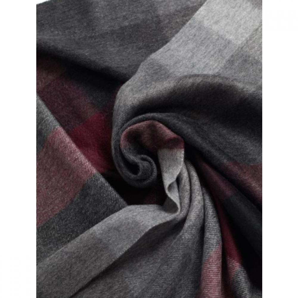 Daks Cashmere 100 Burgundy Block Check Shawl Scarf Dbmu9f704d2