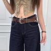 Vintage Y2k Star Rivet Pu Leather Belt With Alloy Buckle For Daily Wear