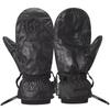 TaoTech Genuine Leather Snowboard Mittens for Men and Women, Ski Gloves with Protectors and Leash (XL, Black/Regular)
