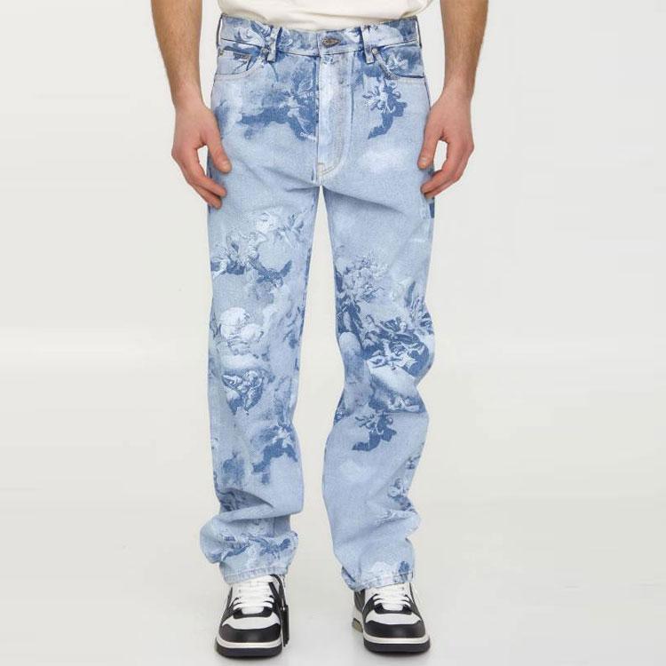 OFF WHITE Skate All Over Graphic Denim Straight Leg Jeans OMYA138S23DEN0034000