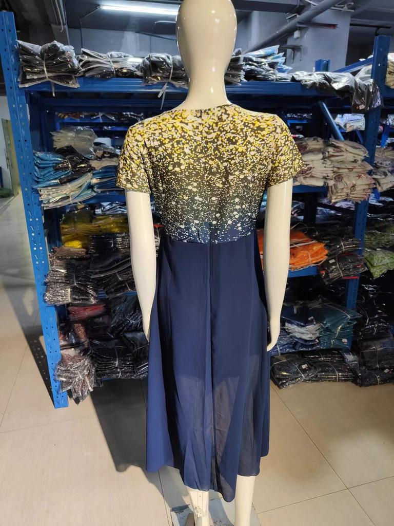 2022 Summer Women's Urban Casual Chiffon Spliced Dress