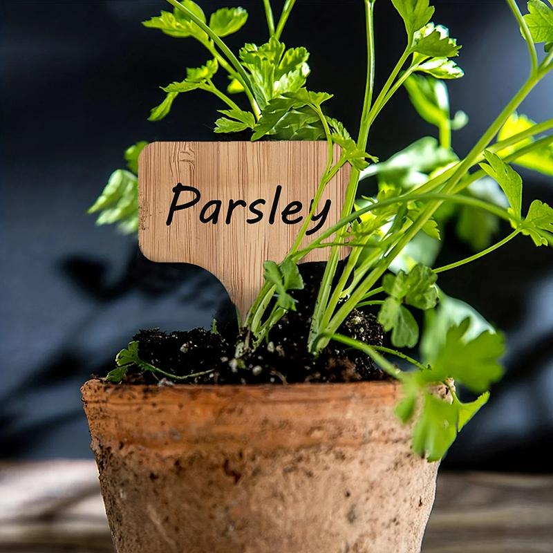 Wooden Plant Label Plant Label T-Shaped Garden Marker Plant Vegetable Seedling Name Plate Outdoor Waterproof Handwritten Label