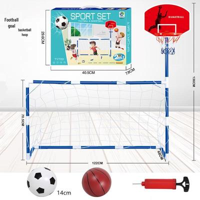 Two-in-One Basketball Hoop & Football Net Sports Toy Set for Kids (Indoor/Outdoor)