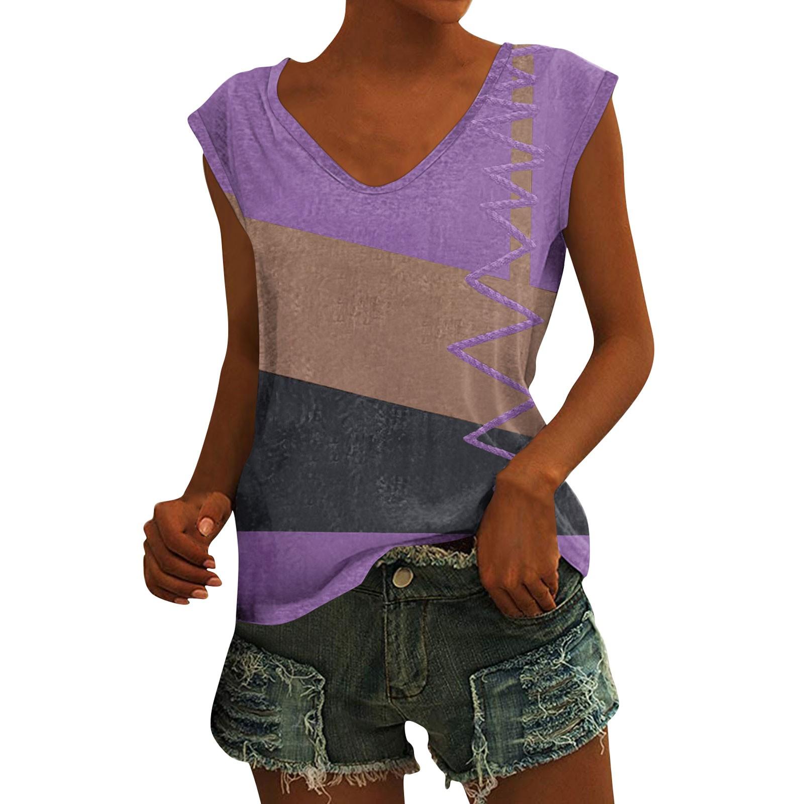 

Женский повседневный топ с v-образным вырезом и принтом, свободный пуловер, футболка с короткими рукавами XXXL фиолетовый