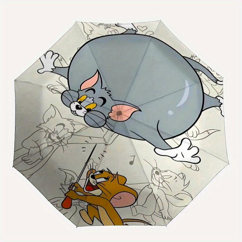 

1pc Tom Jerry Self-Folding Umbrella, 8-Bone Compact Travel Umbrella, Durable Plastic And Iron Frame083