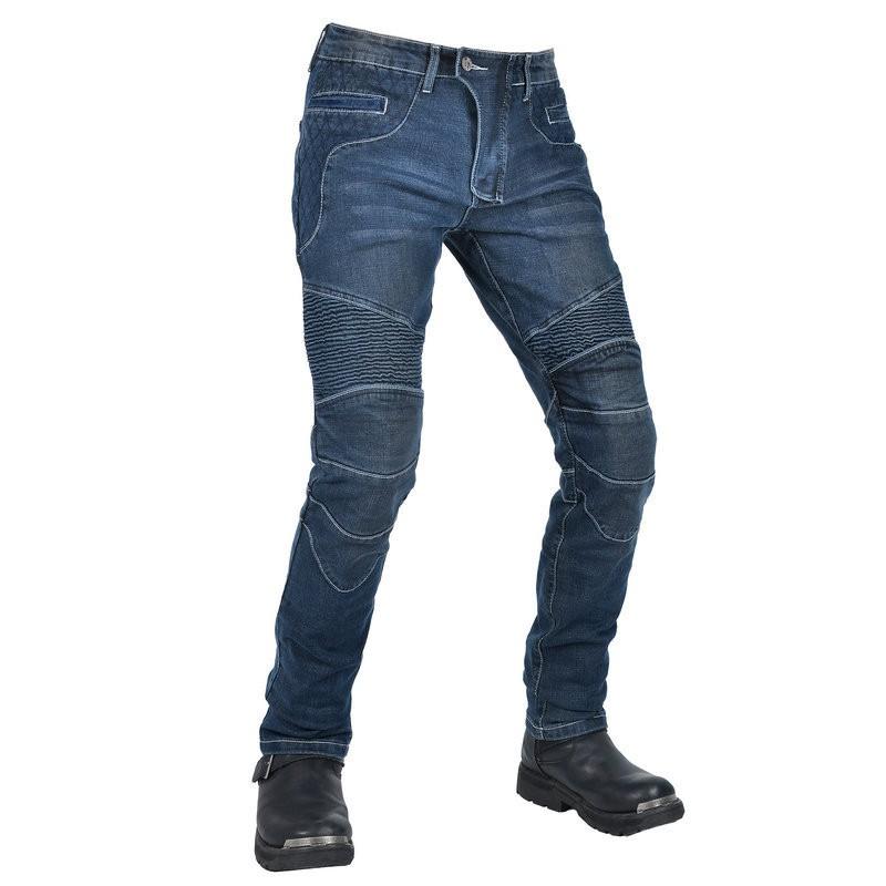 Mens Motorcycle Riding Pants With Built-in Protective Padding Elastic Stretch Denim Style Biker Trousers Use
