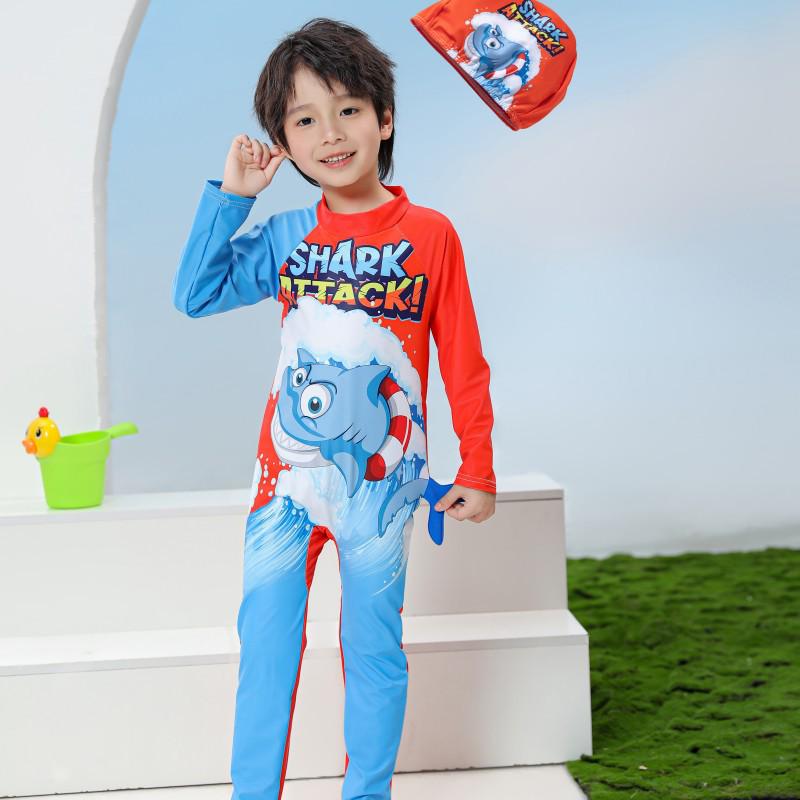 Children's Long Sleeve Sun Protection Quick-Drying Swimsuit Set for Boys