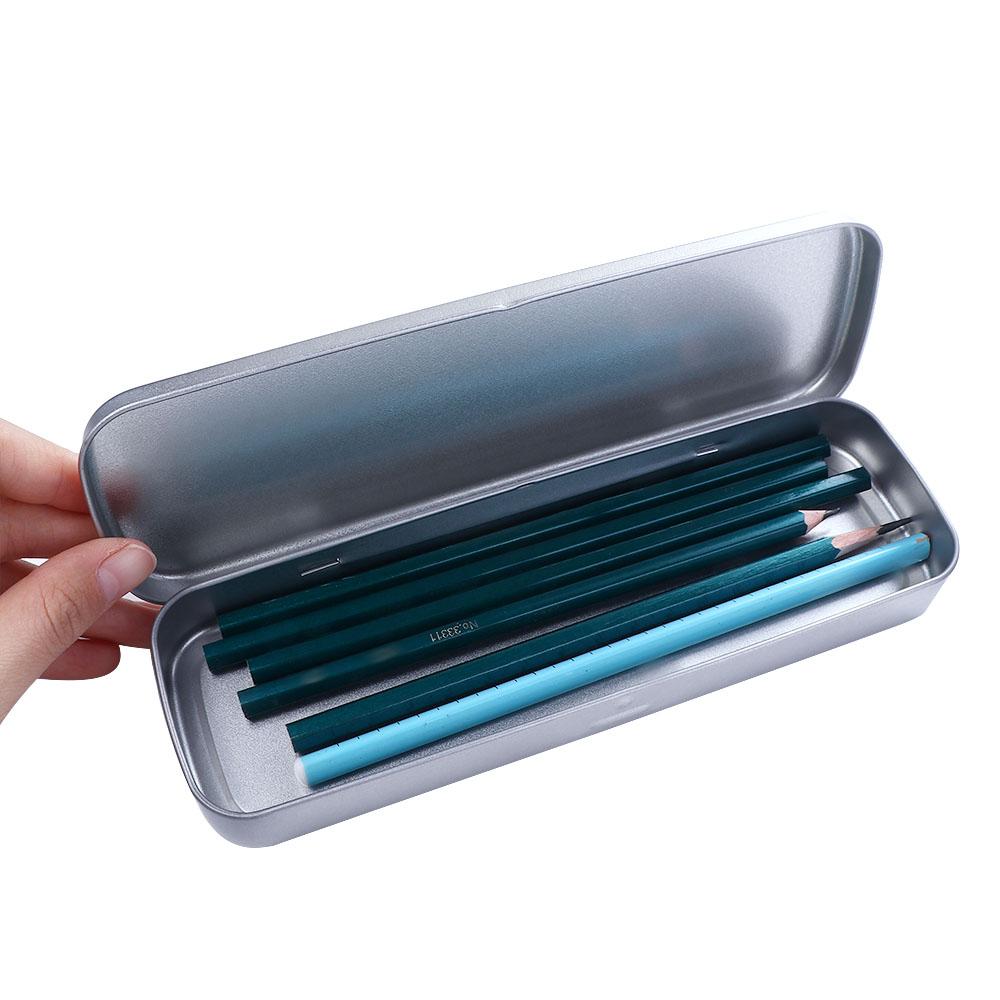 Single Layer Student Pen Box Silver Stationery Box Pencil Case Pencil Box Pencil Storage Box