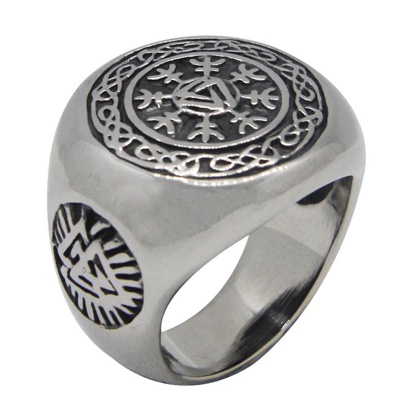Vikings Style Ring 316L Stainless Steel Jewelry Men Boys Compass Ring 7