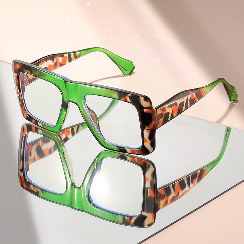 

Новые модные очки с большой оправой и плоским верхом, блокирующие синий свет, для улучшения формы лица и для путешествий, для фотосъемки при плоском освещении зелёный