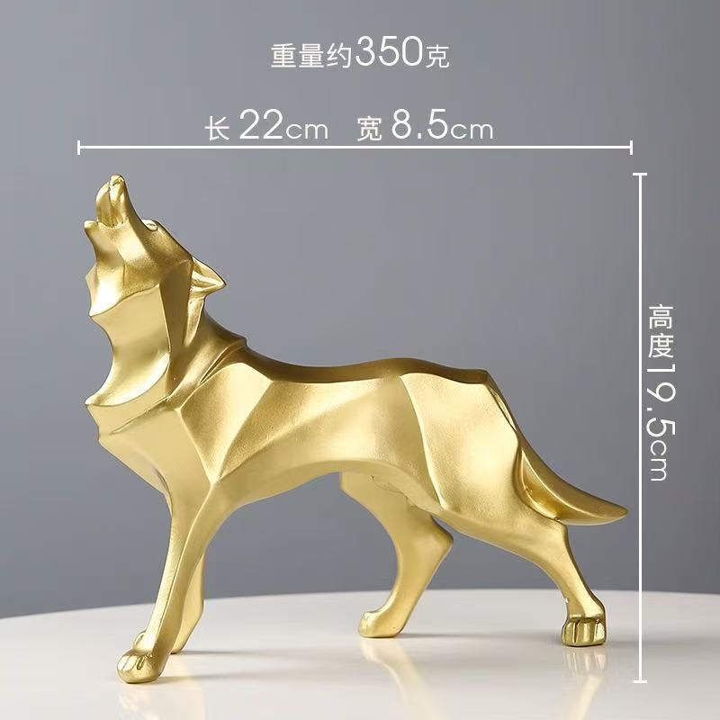 Modern Abstract Wolf Figurine - Geometric Animal Statue for Home or Office Resin Wolf Sculpture Handicraft