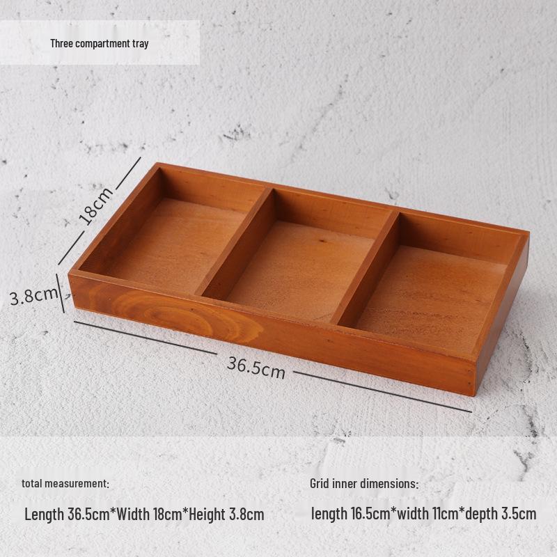 Retro Wooden Multi-Grid Desktop Storage Box and Display Tray