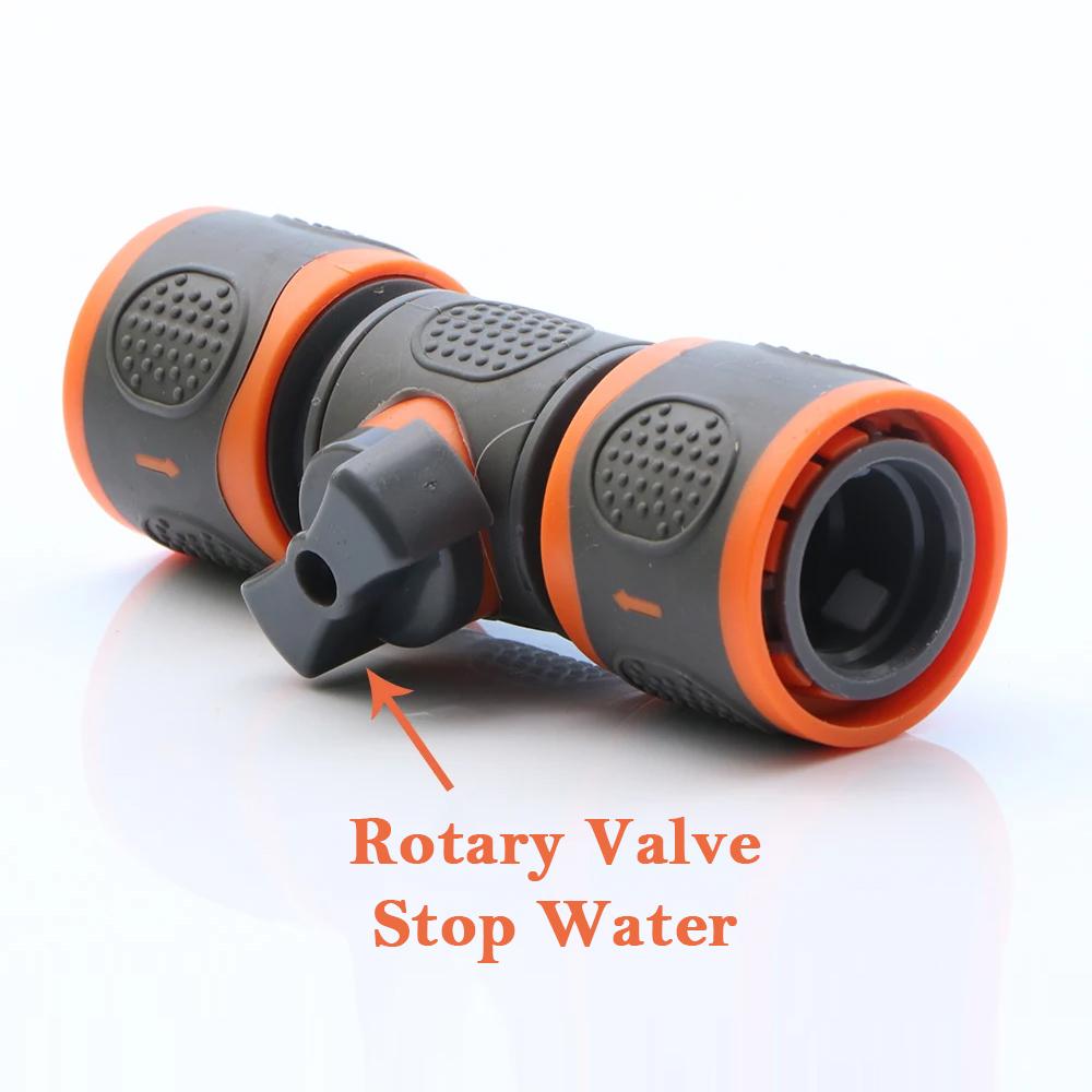 16mm Durable Plastic Ball Valve Hose Adapter for Garden Irrigation with Quick Connect Coupling and Ergonomic Grip