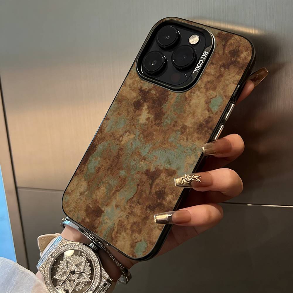 Natural- Rust- Texture Phone Case For iPhone 17,16,15,14,13,12,11 Plus Pro Max Colored Silver Phone Case