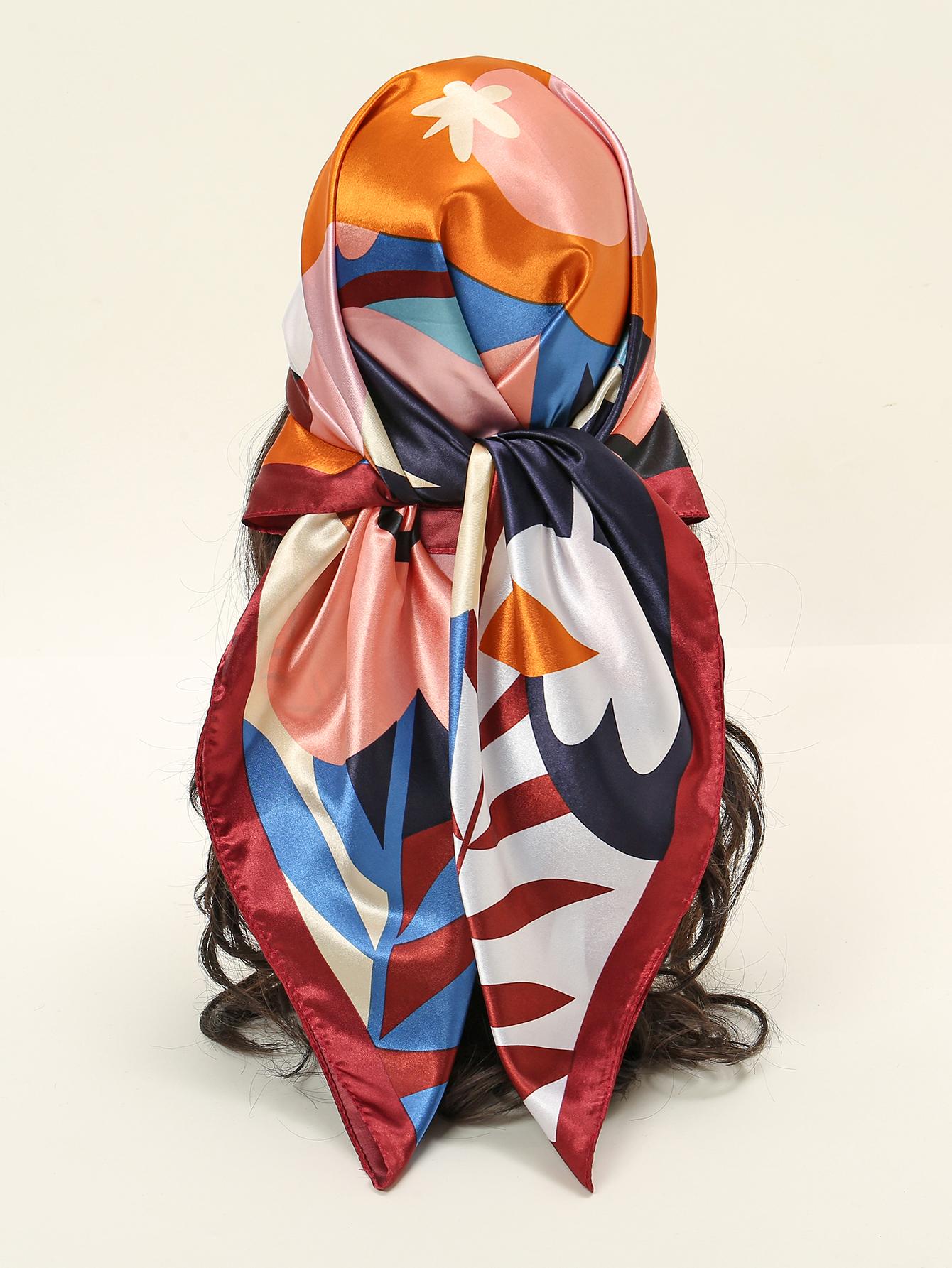 

Women Square Silk Scarf Luxury Brand Large Shawl Neckerchief Print Headband Female Foulard Bandana Wraps Hijab Scarves 90*90cm