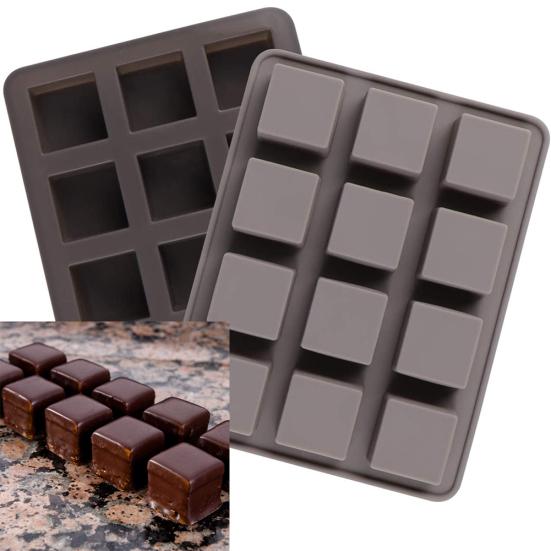 

2шт 12 антипригарных решеток для торта квадратная силиконовая форма для выпечки шоколадного десерта «сделай сам» серый
