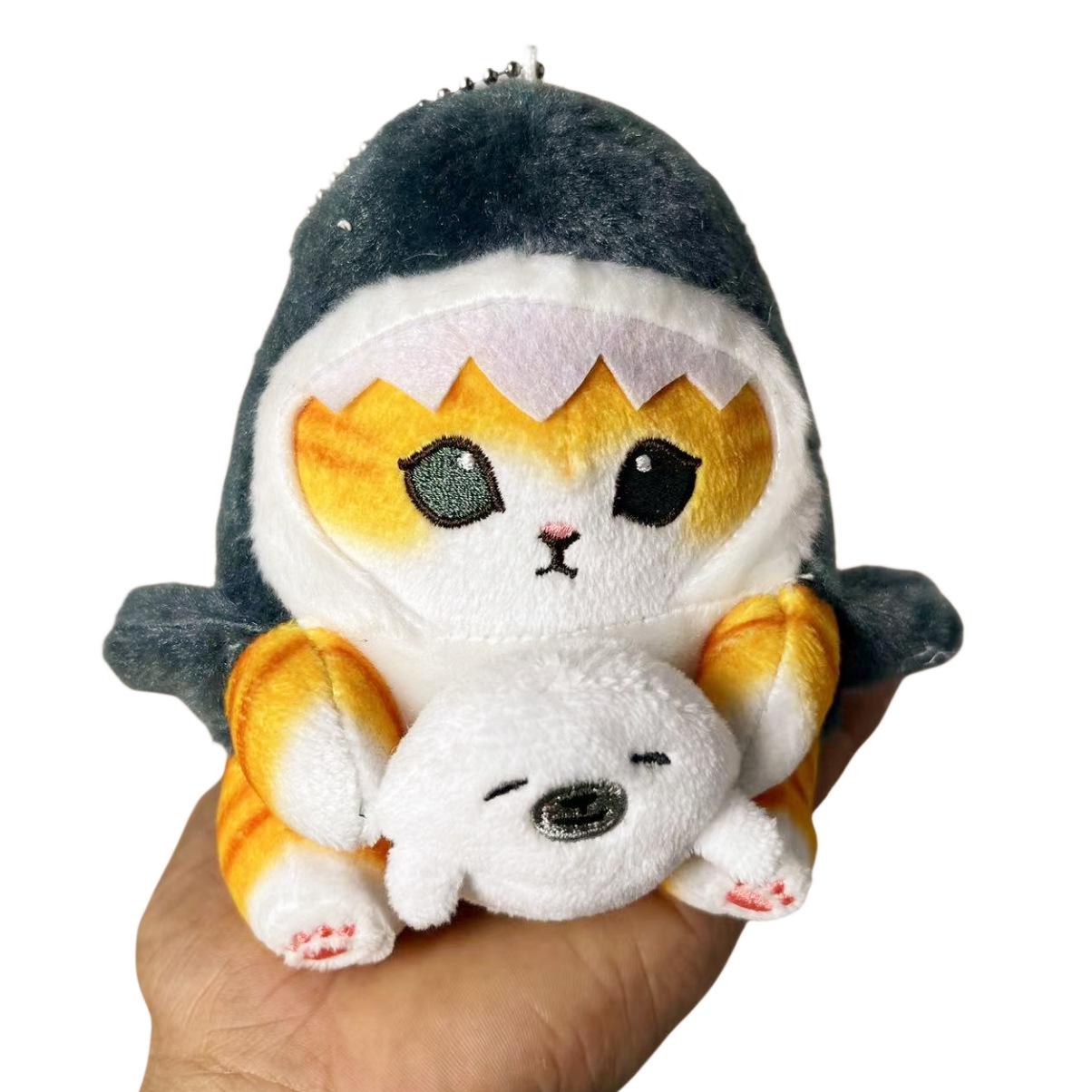 Customized Shark Cat and Fried Shrimp Plush Toy - Cute Pendant and New Mascot Figurine 13cm Fried Shrimp