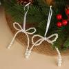 6/12Pcs Hand Woven Imitation Pearl Bow Pendant Christmas Tree Hanging Decoration Xmas  Year Holiday Gift