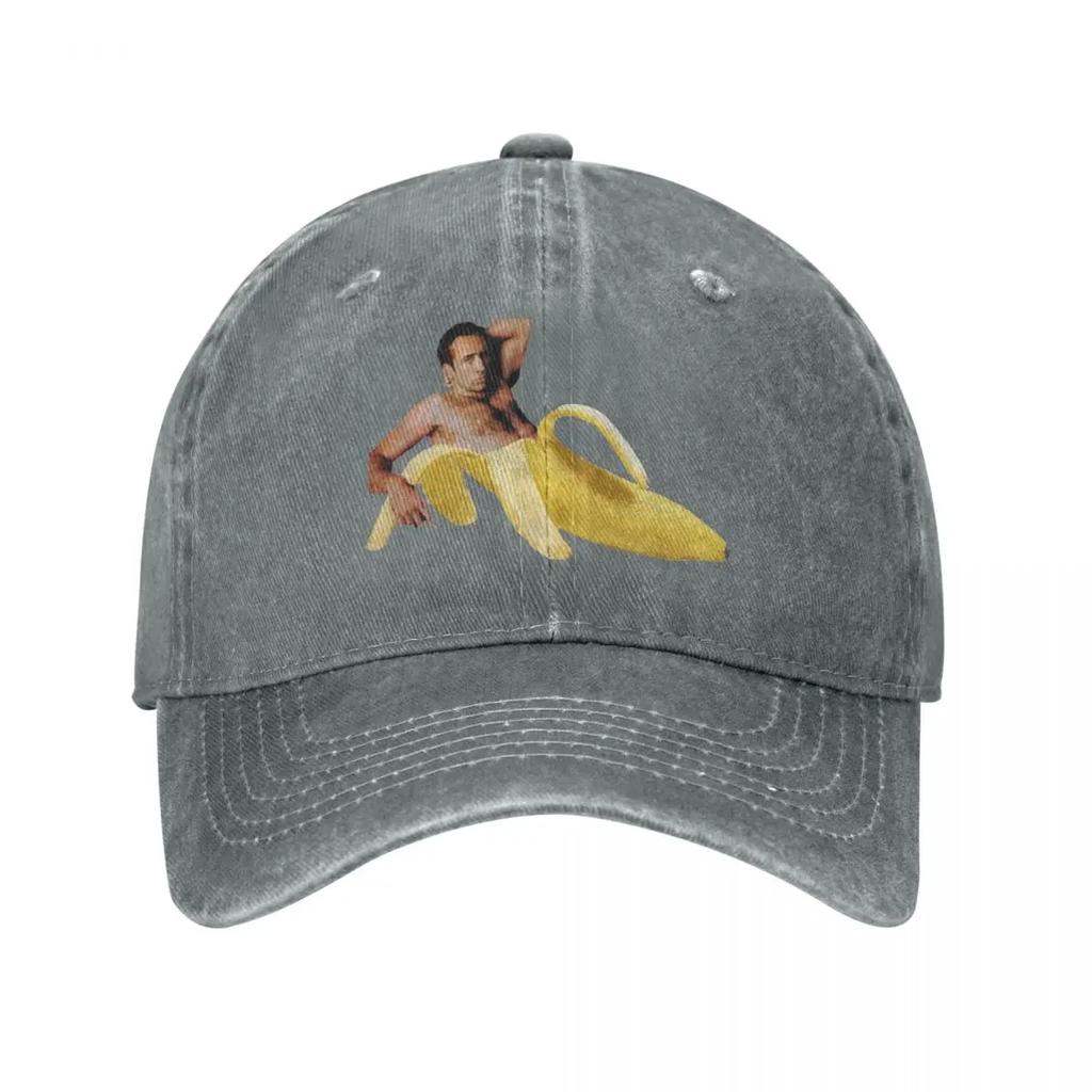 Spring Summer Unisex Women Nicolas Cage Banana Pattern Ponytail Baseball Cap Vintage Hats Sports Washed Cap Hats