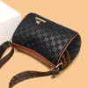New women's soft leather shoulder bag fashionable wide shoulder strap plaid embossed practical large-capacity pillow bag