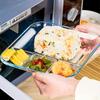 Phoenix Transparent Heat Resistant Glass Dumpling Plate with Vinegar Dish Multi Compartment Breakfast Tray