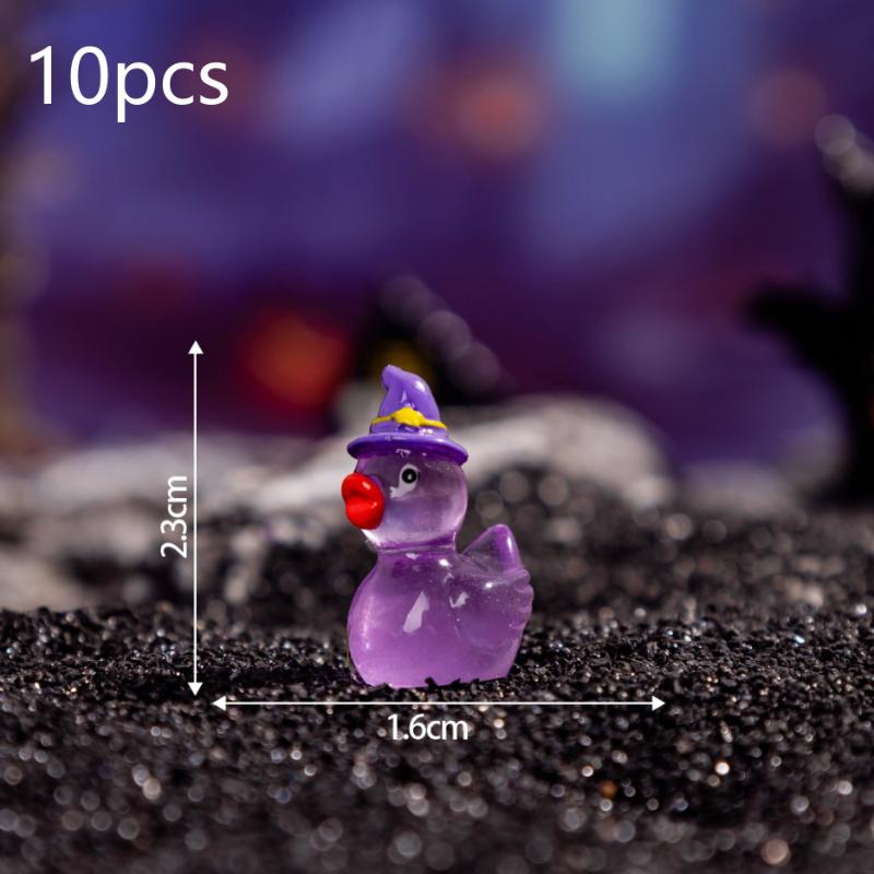 Cute Glow in Dark Mini Magic Hat Duck Figurines Luminous Resin Miniatures for Desk Birthday Party Favors