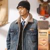 Herr Amerikansk Retro Lammull Denim Vinterjacka