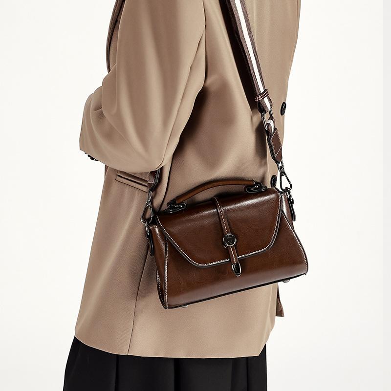 Vintage Fashion Genuine Leather Bag for Women 2025 New Model High-End Handbag Niche Design Versatile Shoulder Crossbody Bag