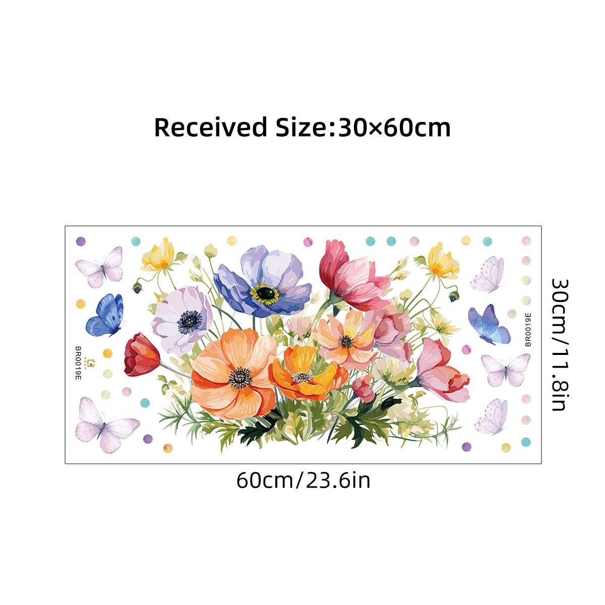 Watercolor Colorful Flower Butterfly Dot Plant Wall Stickers Removable For Bedroom Living Room Nursery Decoration Wall Decals